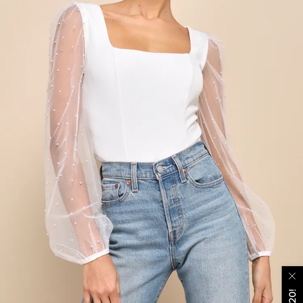 Lulus long sleeve pearl top